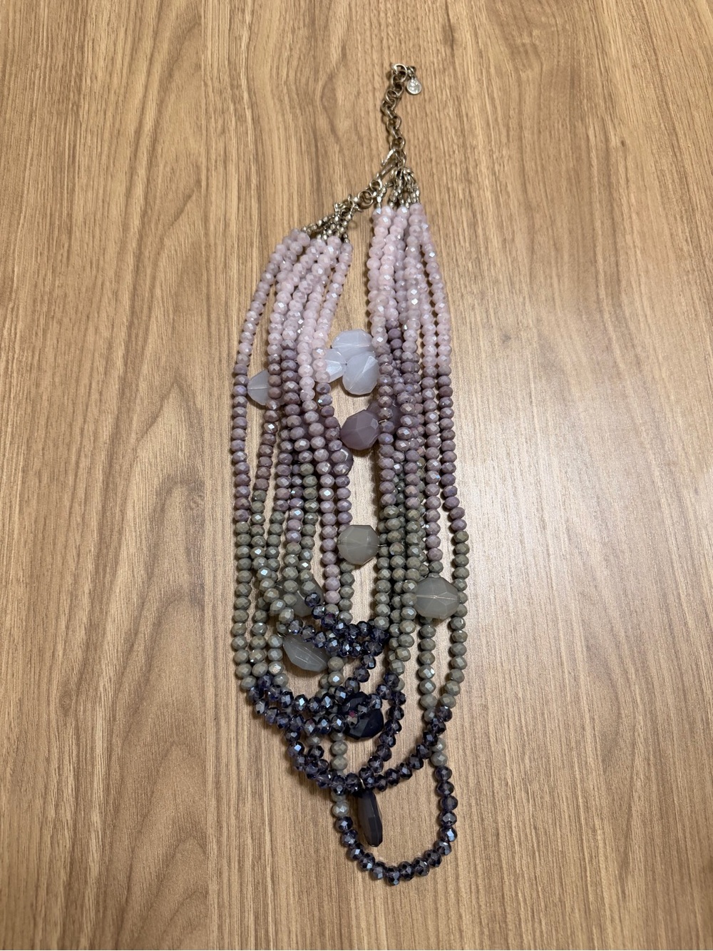 Sassy Jones Multi-Strand Pink to Gray Beaded Necklace